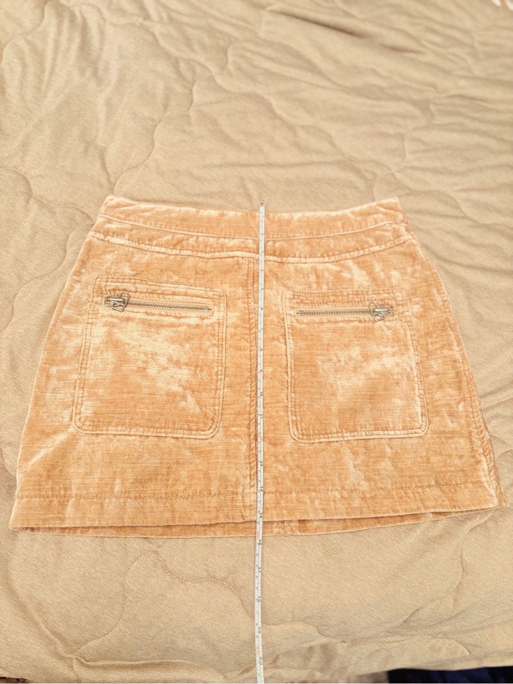 ✨ Free People Dust to Dust Velvet Mini Skirt Y2K 70s Champagne Utility Moto Boho - Picture 13 of 16